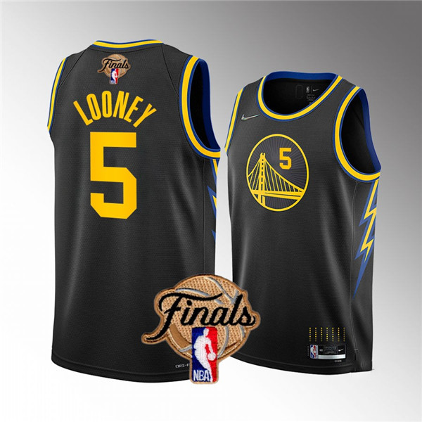 Men's Golden State Warriors #5 #5 Kevon Looney 2022 Black NBA Finals Stitched Jersey Men's Golden State Warriors #5 #5 Kevon Looney 2022 Black NBA Finals Stitched Jersey